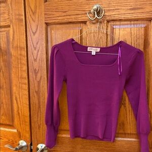 Philosophy Magenta Ribbed Knit Top, balloon sleeves, size XS